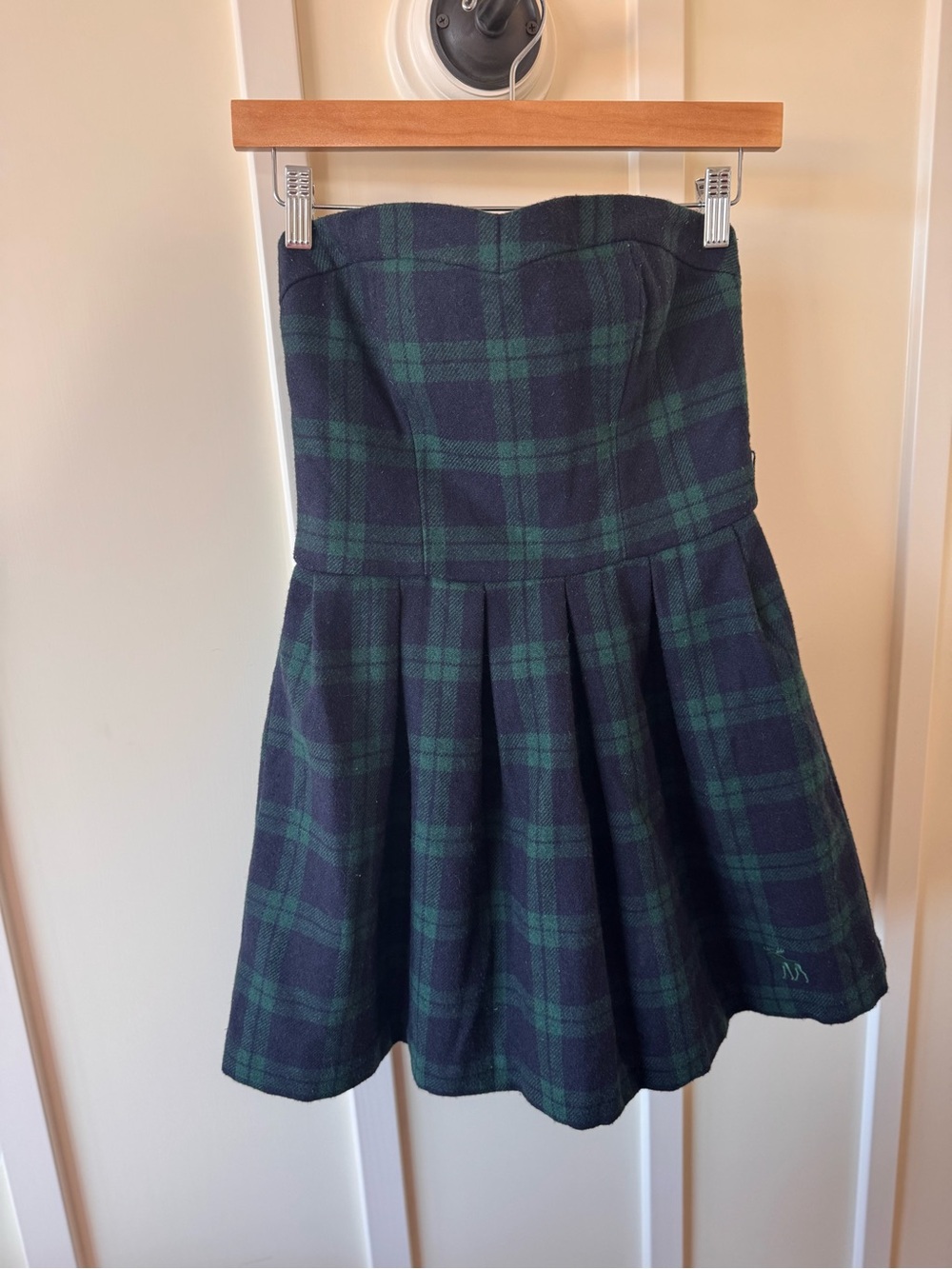 Abercrombie & Finch Vintage Plaid Corset Wool Strapless Preppy Mini Dress Size 6
